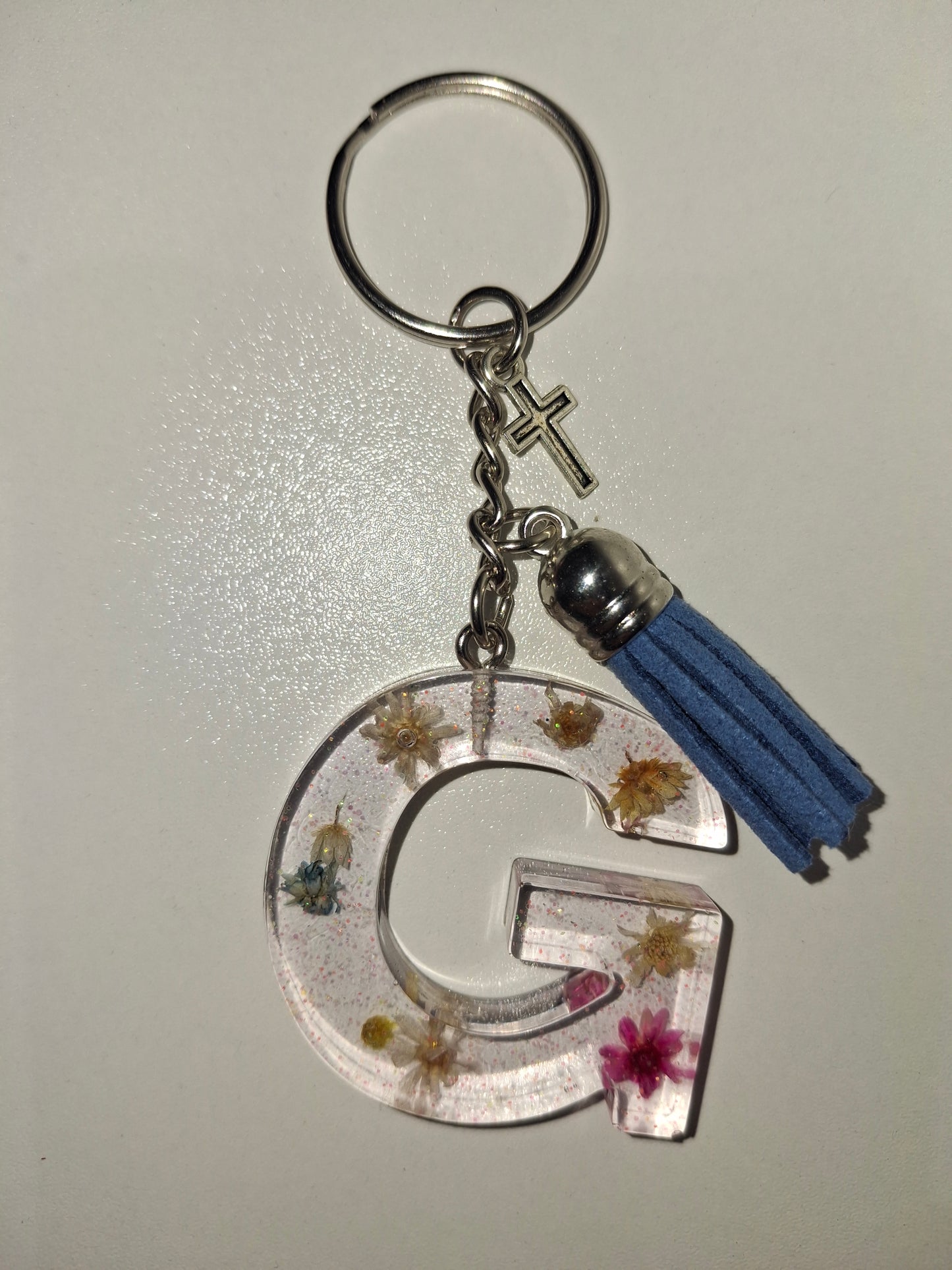 ✨ Llavero con Inicial y Flores oh Brillo!