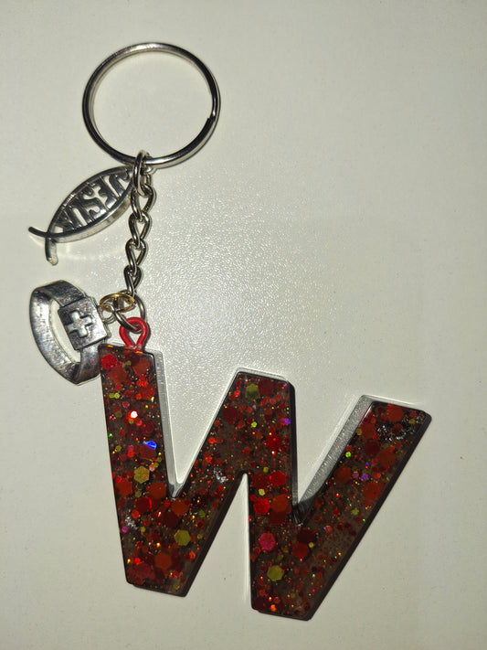 ✨ Llavero con Inicial y Flores oh Brillo!