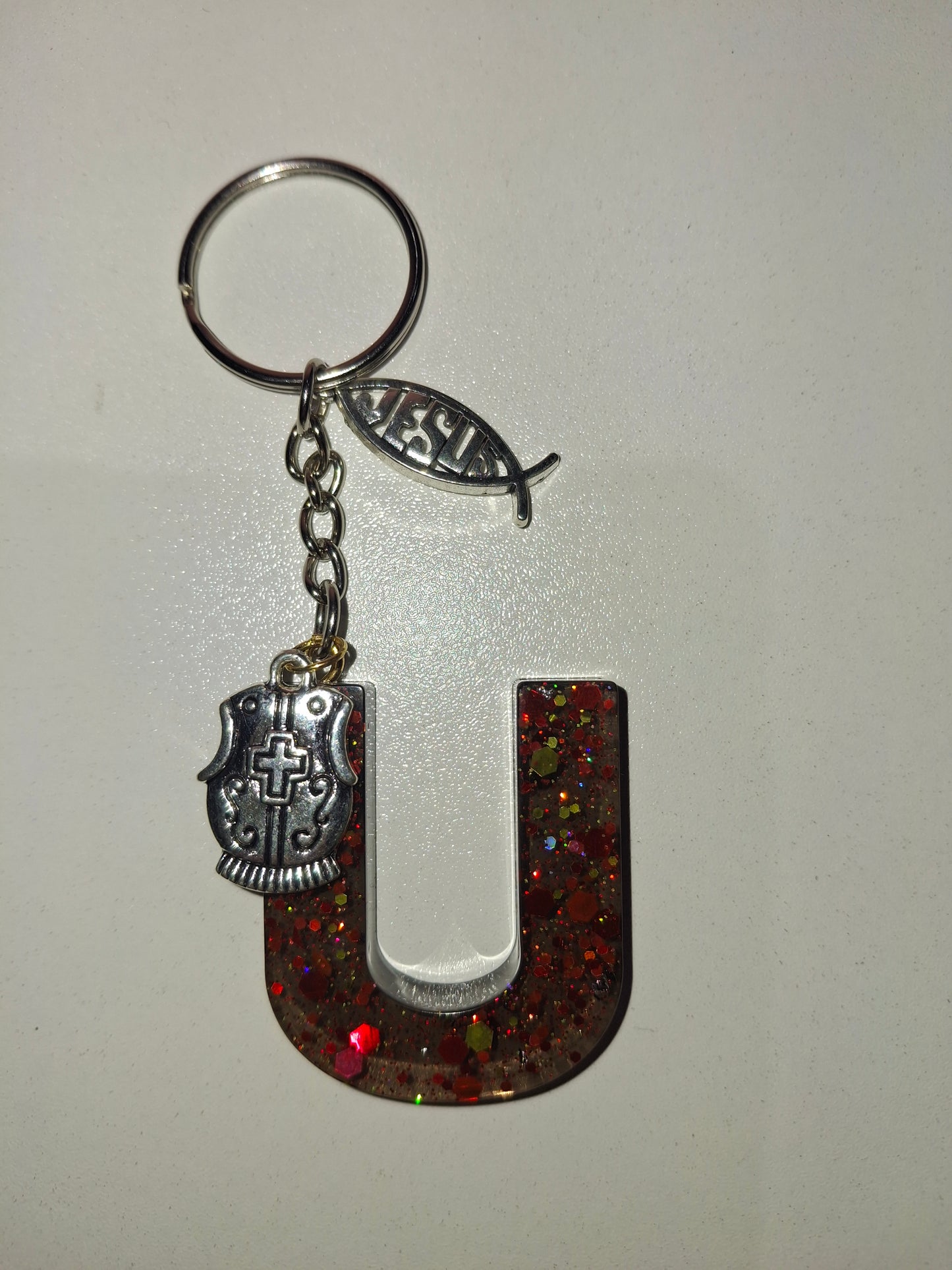 ✨ Llavero con Inicial y Flores oh Brillo!